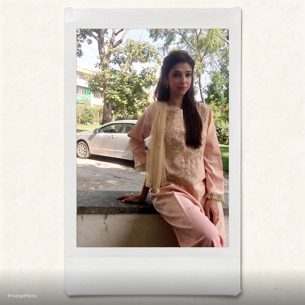 AI generated: polaroid photograph of an Asian model, sitting on the edge --chaos 75 --ar 1:2 --raw --profile we14m...