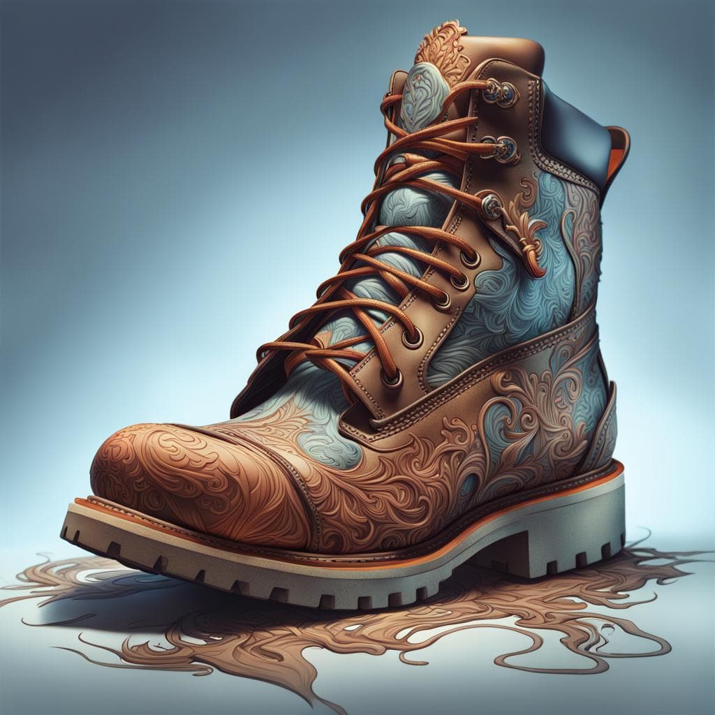 AI generated: a photorealistic limited edition of a timberland work boot, advertisement photograph, highly detaile...
