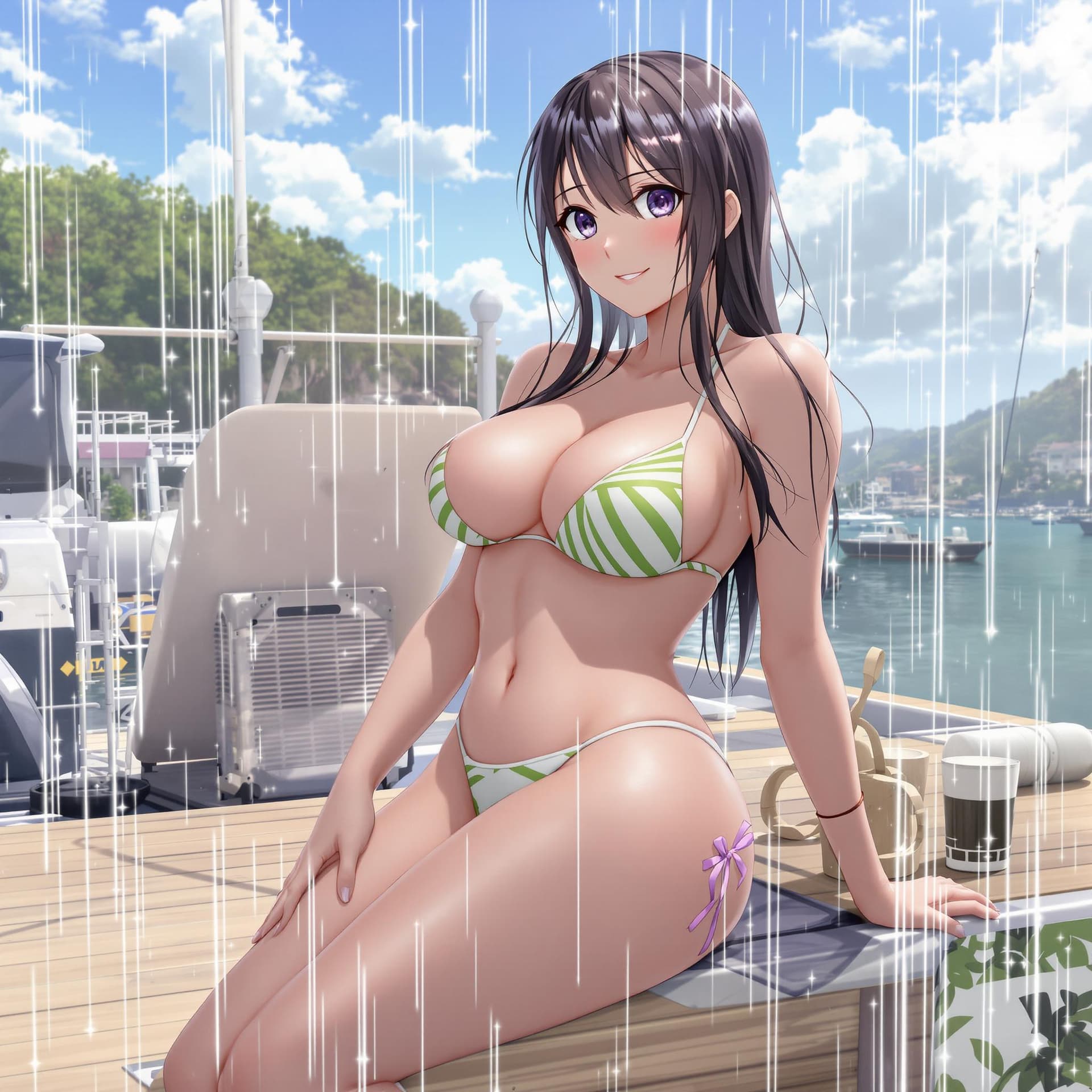 AI generated: Alya, bikini, anime, seductive, aroused, bikini, wet, big boobs, round bum, slim body, bent over, pe...