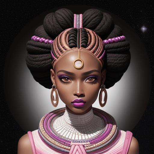 AI generated: Fashion black model perfect harmony face Intergalactic Girl, Geometric Elegance, l with the Perfectl...