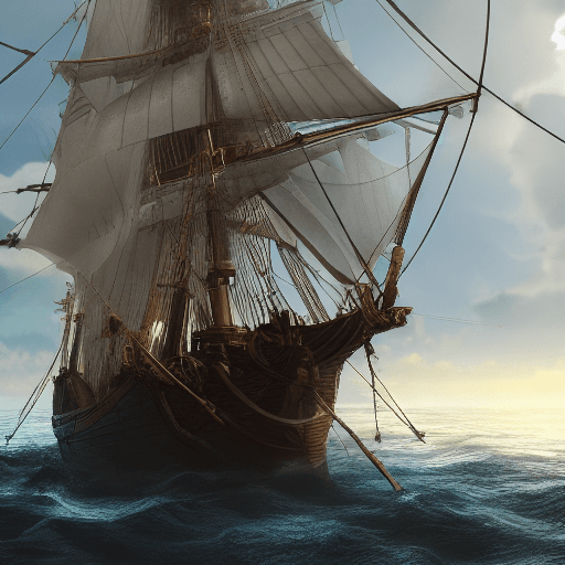 AI generated: Photo of a ultra realistic sailing ship, dramatic light, pale sunrise, cinematic lighting, battered,...