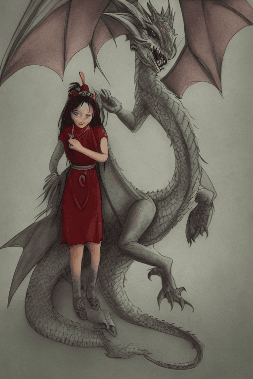 AI generated: Dragon and the Girl