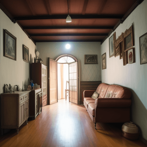 AI generated: una casa estilo vintage al lado de un rio