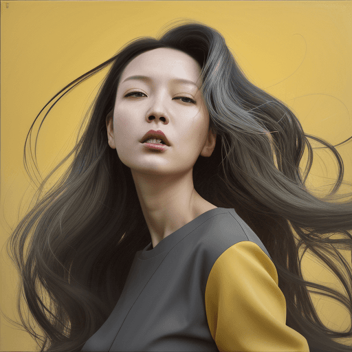AI generated: a painting depicts the wind blowing a woman's hair, in the style of Dmitri Danish, digital art techn...