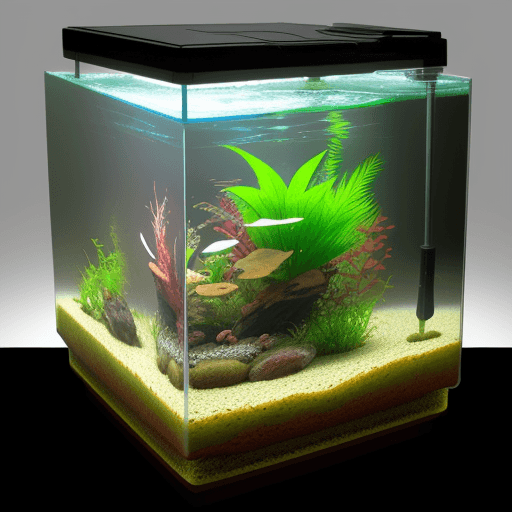 AI generated: 30x30x30 cm biotope aquarium for Badis tyger from Myanmar. 