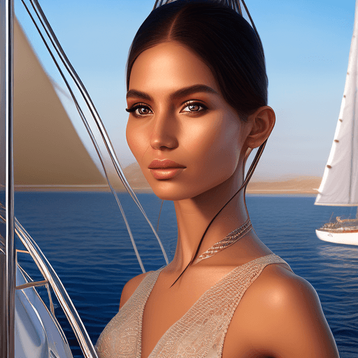 AI generated: Ultra realistic half body portrait of a super model from Peru on a yatch; 8k, intricate detail, phot...