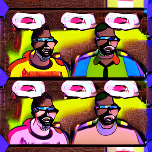 AI generated: man wearing glasses and the colors of flamingos, in the style of unreal engine 5, afro-caribbean inf...