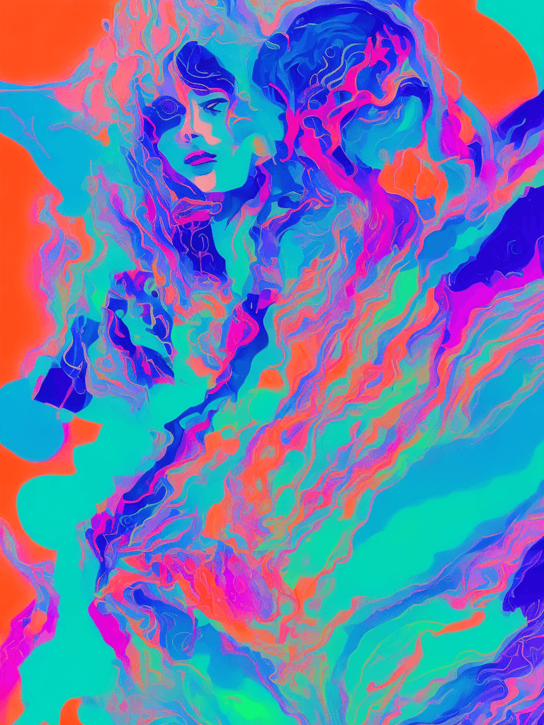 AI generated: Abstract drawing, the woman's silhouette barely perceptible, holding a key in her hand, soft ghostly...