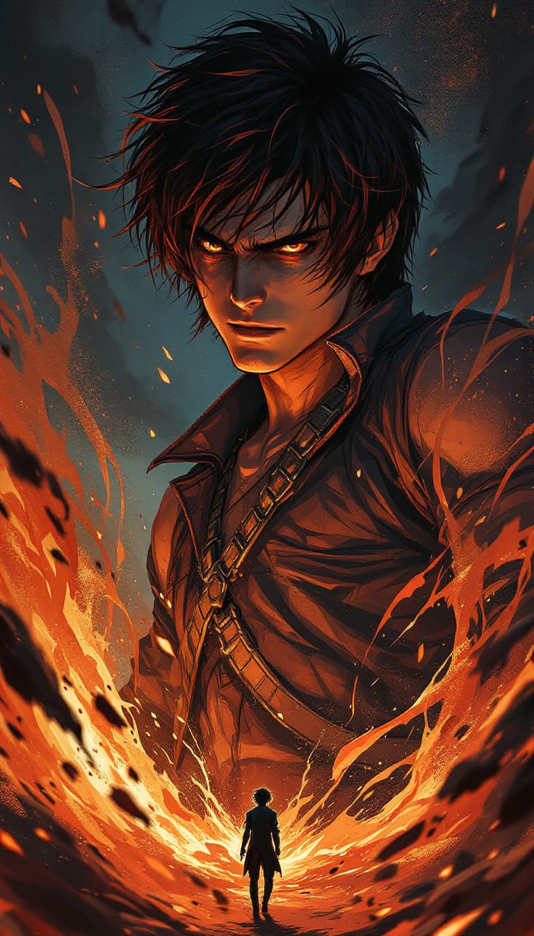 AI generated: digital painting of Eren Yeager, Manga art, stylized