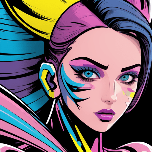AI generated: woman in colorful gear, airbrush art, close-up, pop art color palette, ultra hd, comic art --ar 1:2 ...