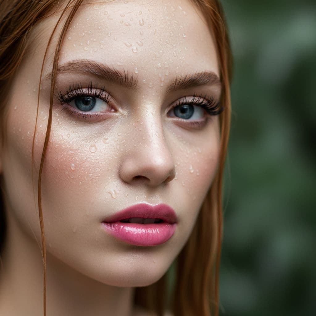 AI generated: {
  "subject": {
    "type": "female model",
    "expression": "pink bold lips",
    "eyes": {
...