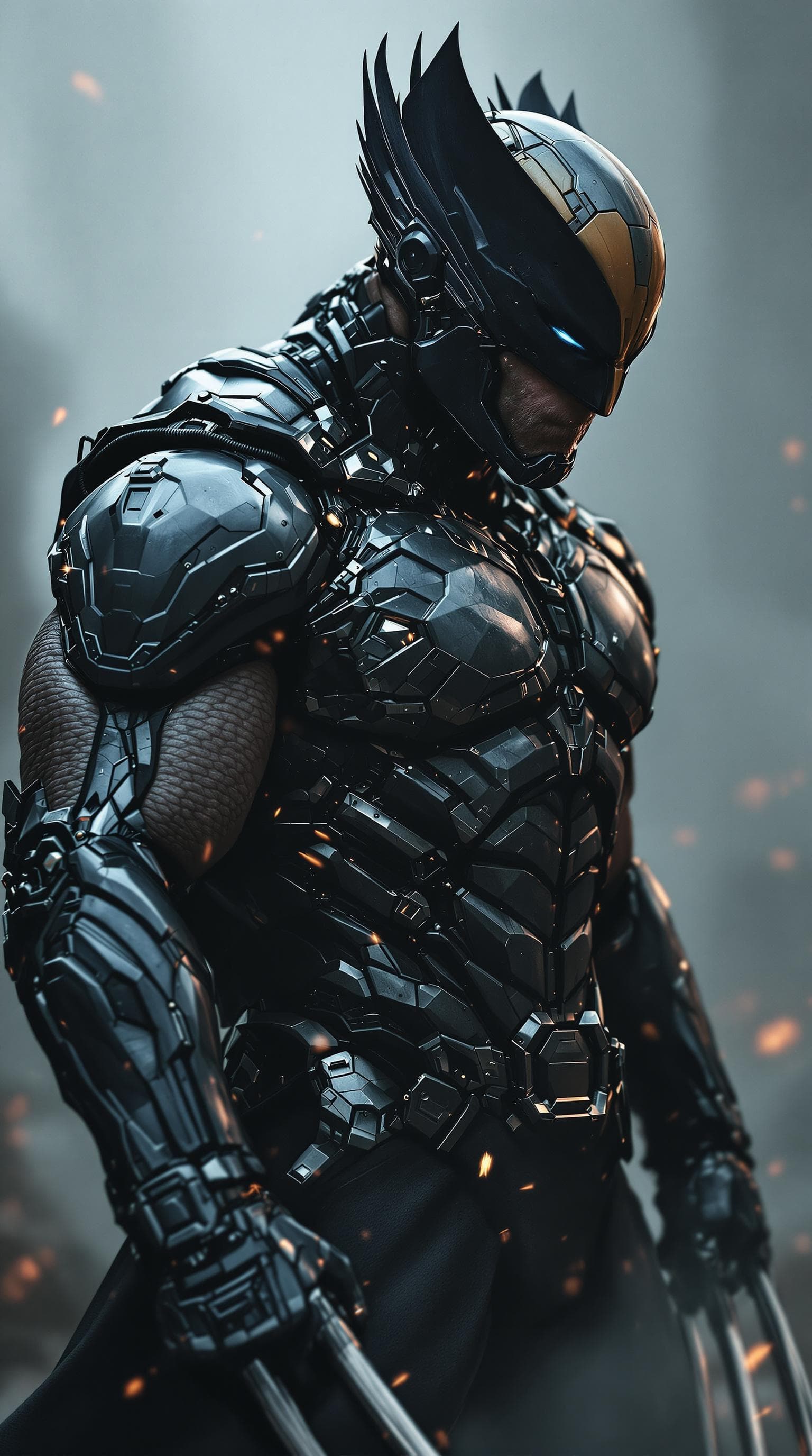 AI generated: Cyborg version of marvels wolverine in an epic full body portrait. Extreme detail. 
Preparing for an...