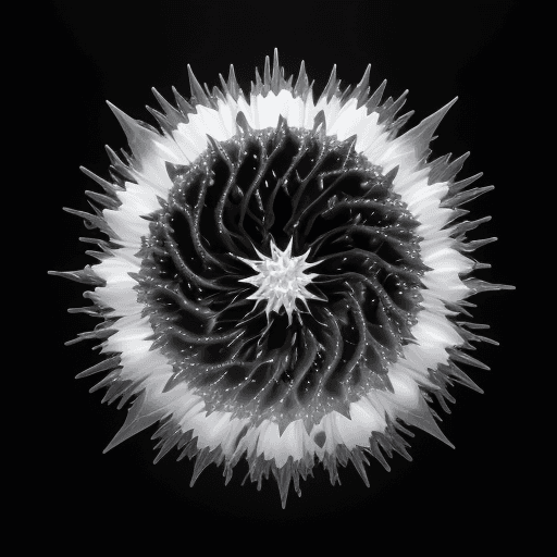 AI generated: art, cymatics, ferrofluid simulations, sound sculptures, cinema 4D rendered, brilliant white clean c...