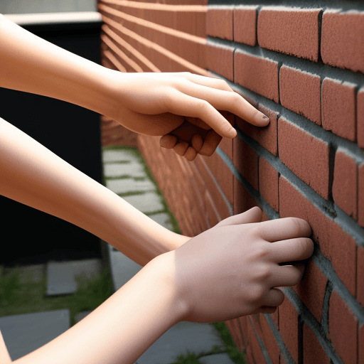 AI generated: hands touching and building a wall of bricks
