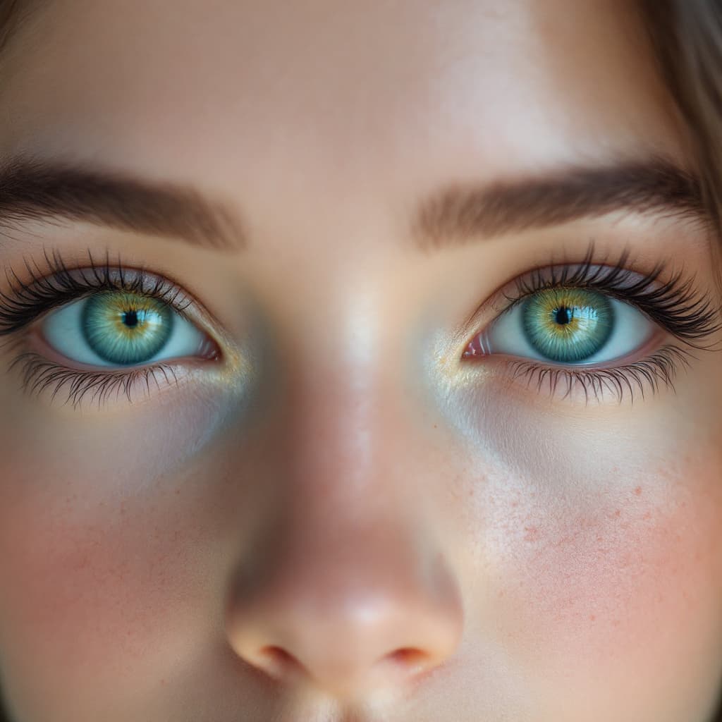 AI generated: Ultra-detailed close-up of two breathtaking emerald green eyes of a young female, only the eyes are ...