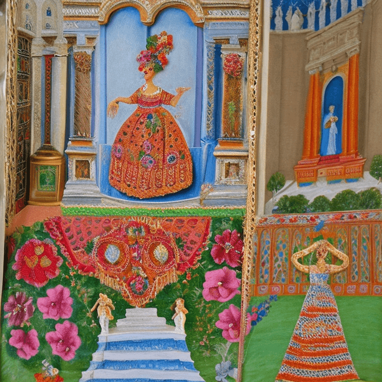 AI generated: (royal, woman, highly detailed clothes adorned with laces and floral elements, luxurious laces), rev...