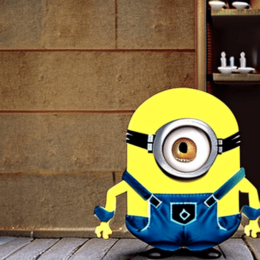 AI generated: cute yellow minion holding an Big cup of coffe 