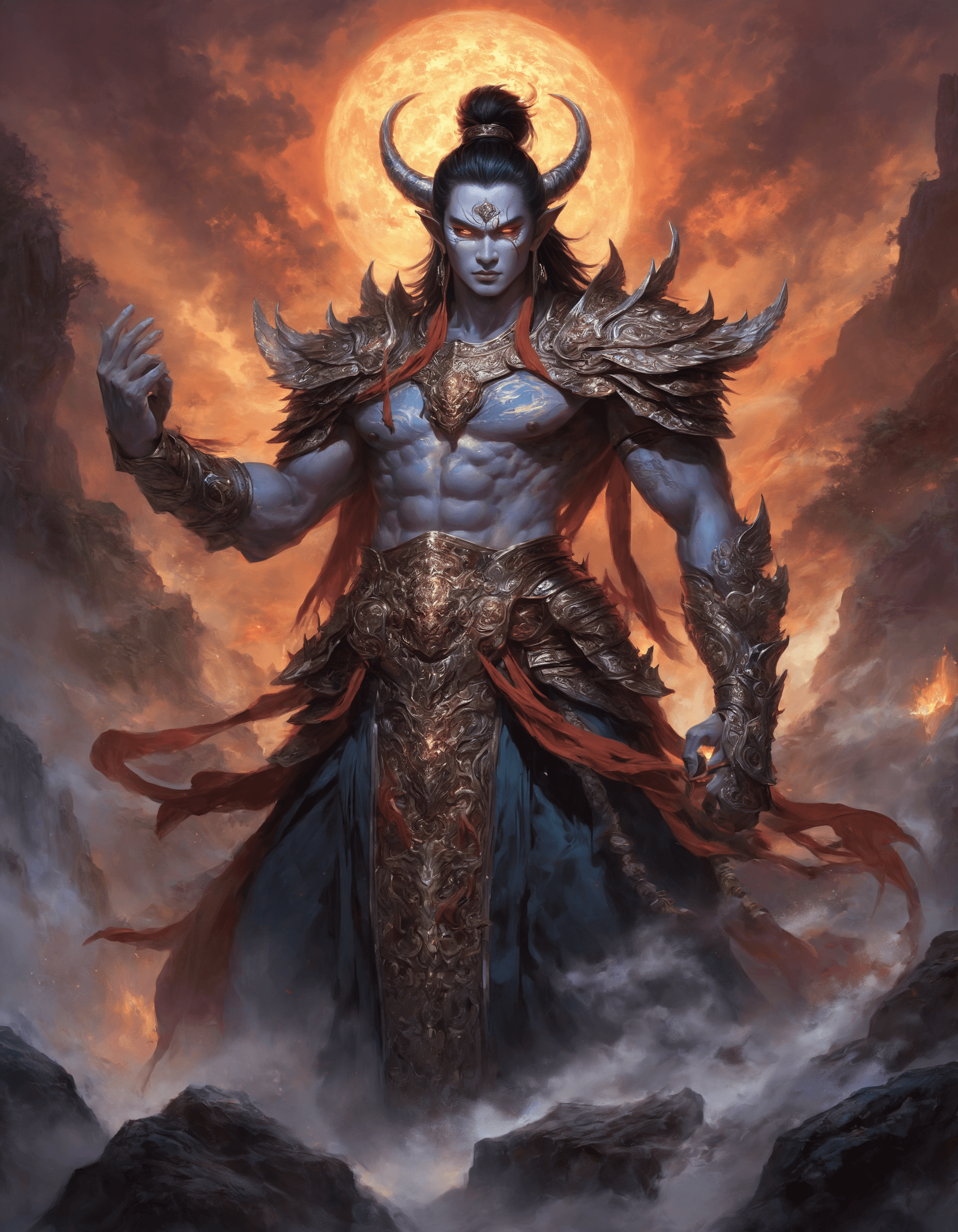 AI generated: Renaissance style ethereal fantasy concept art of concept art (demons and devils) swirling in this h...