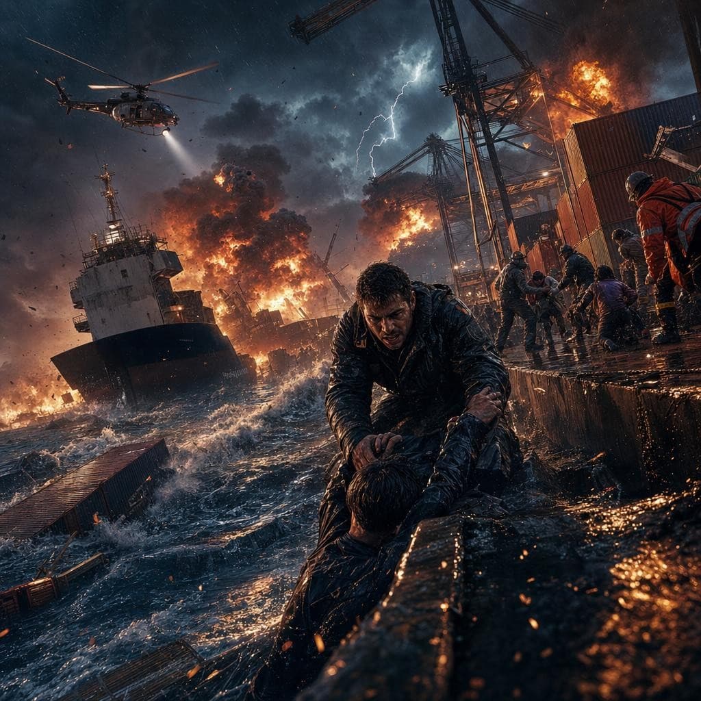 AI generated: Harbor Under Fire — Flux‑Optimized Text Prompt
Photorealistic, cinematic scene of a harbor under hea...