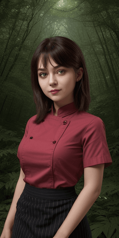 AI generated: (( fully clothed )){{ She is dynamic, honest, and cheerful. This female exudes a helpful aura, coupl...