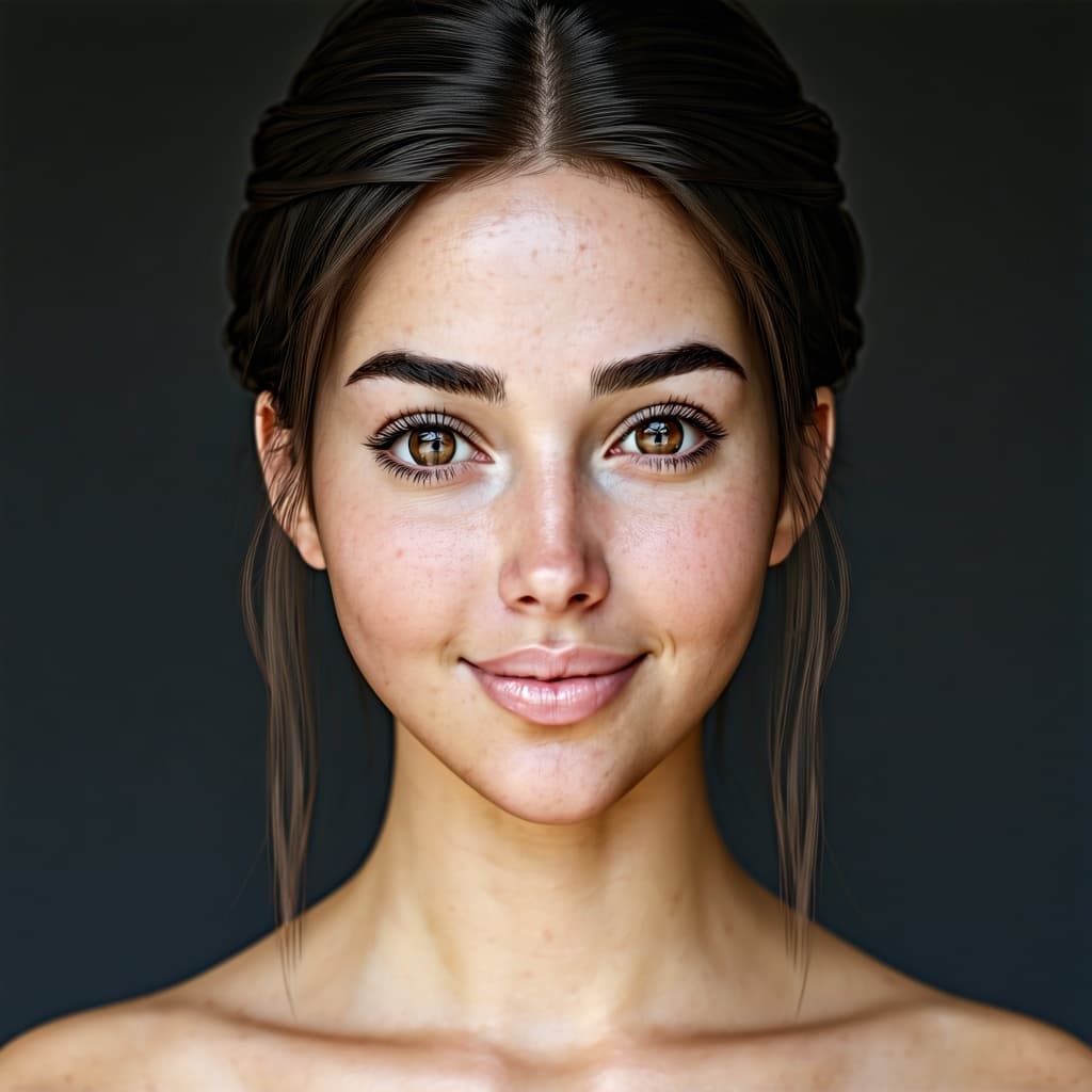 AI generated: Ultra realistic portrait of a female, around 22-25 years old, Mediterranean facial features, tanned ...