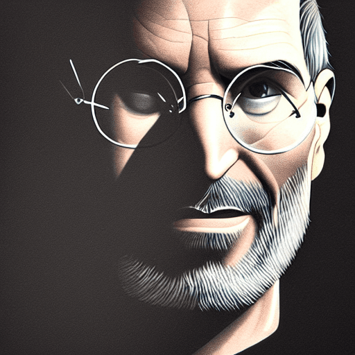 AI generated: Steve Jobs, medium shot close up, details, sharp focus, illustration, by Jordan Grimmer and greg rut...