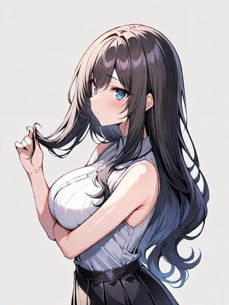 髪いじり/playing with own hair - Image 1