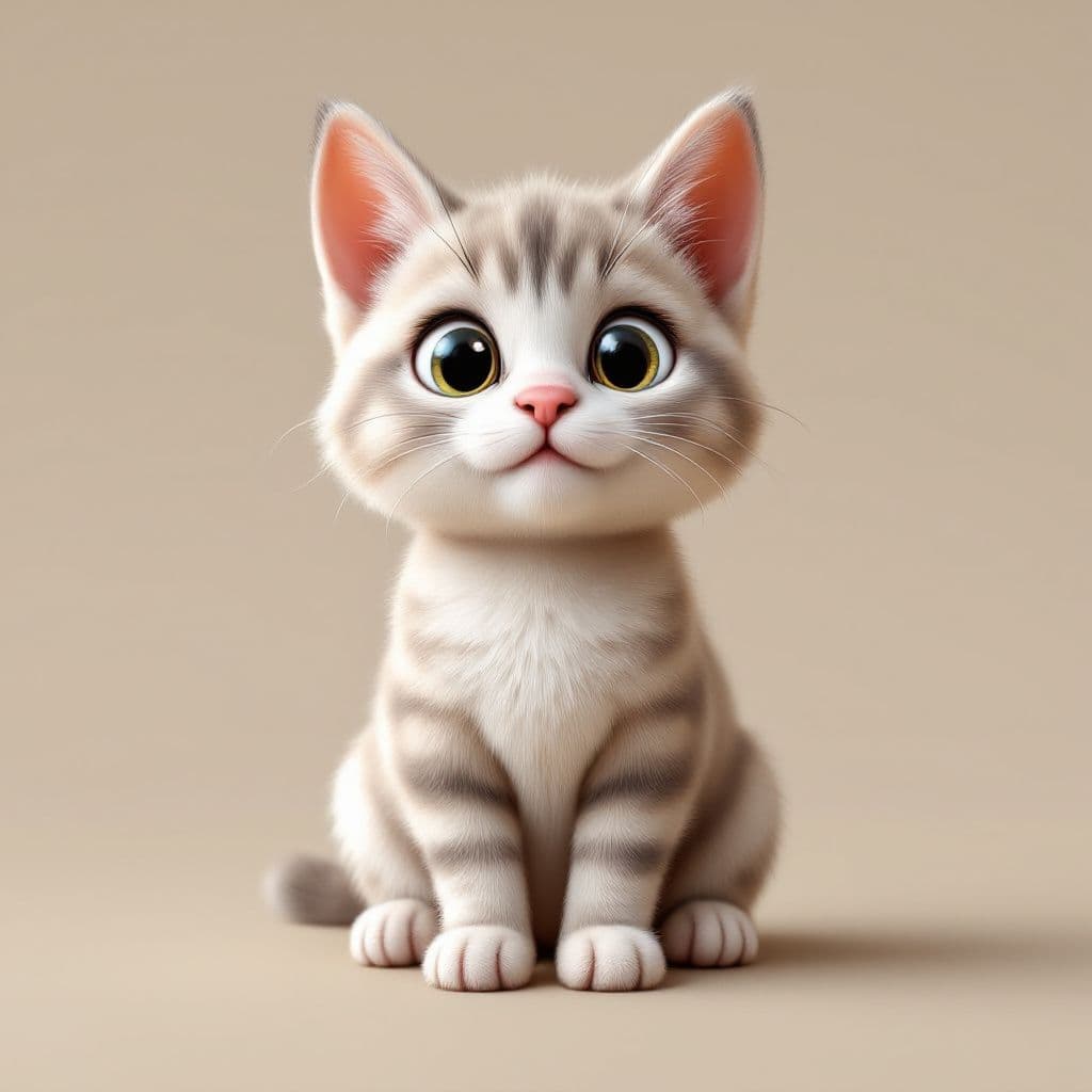 AI generated: "A cute and realistic 3D cat, sitting in a relaxed pose. The cat has soft, fluffy fur with a natural...