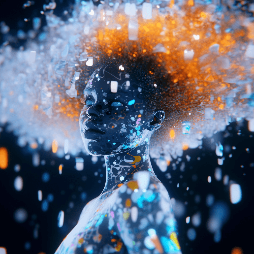 AI generated: glass image,style_of_Bruce Munro,splash_art,glass_doll,glass_focus, style of glass and transparent,g...