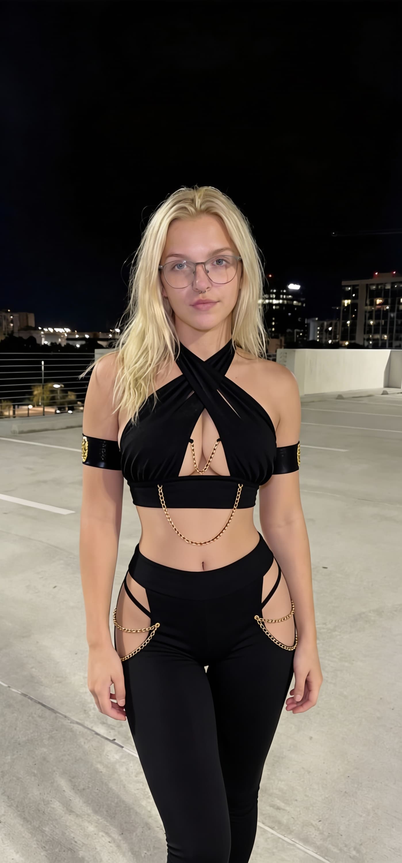 AI generated: Put this given outfit on her , realistic, perfectly fits into her anatomy