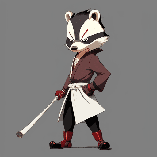 AI generated: art work by Stan Sakai, anthropomorphic badger samurai, young male, anime
