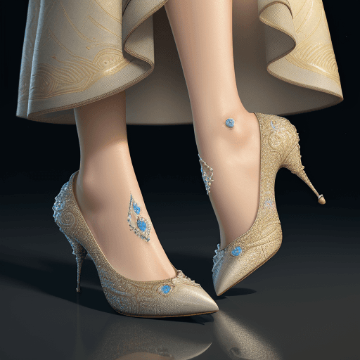 AI generated:  image of a woman's foot wearing a 8 inch high heel shoe with diamonds and gems, 4k, hyper realistic...