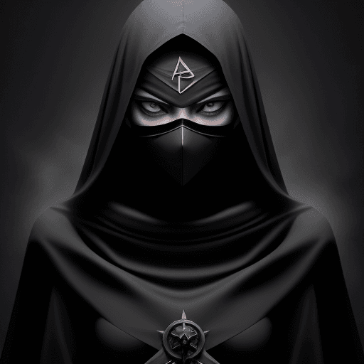 AI generated: /imagine young person with jet-black hair and a mysterious mask, wielding dark magic with an air of ...