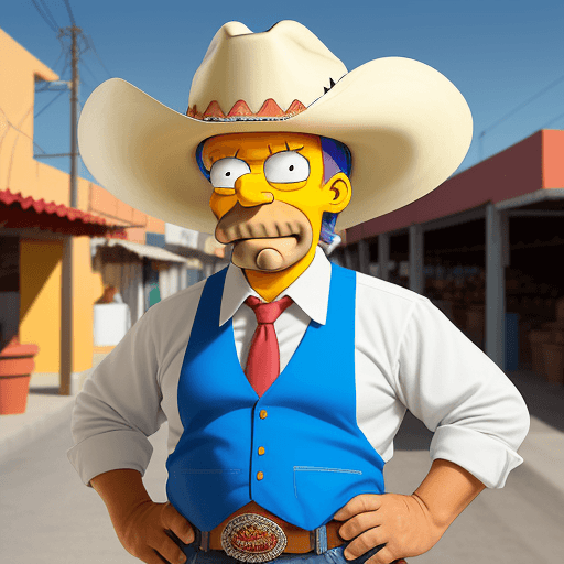 AI generated: Make a Simpson Style Cartoon of Don Fello Aviña from San Quintín, Baja California, owner of Mercado ...