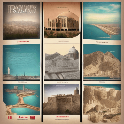 AI generated: Design a poster made up of 3 sections , with a historical place names theme , the design need to be ...