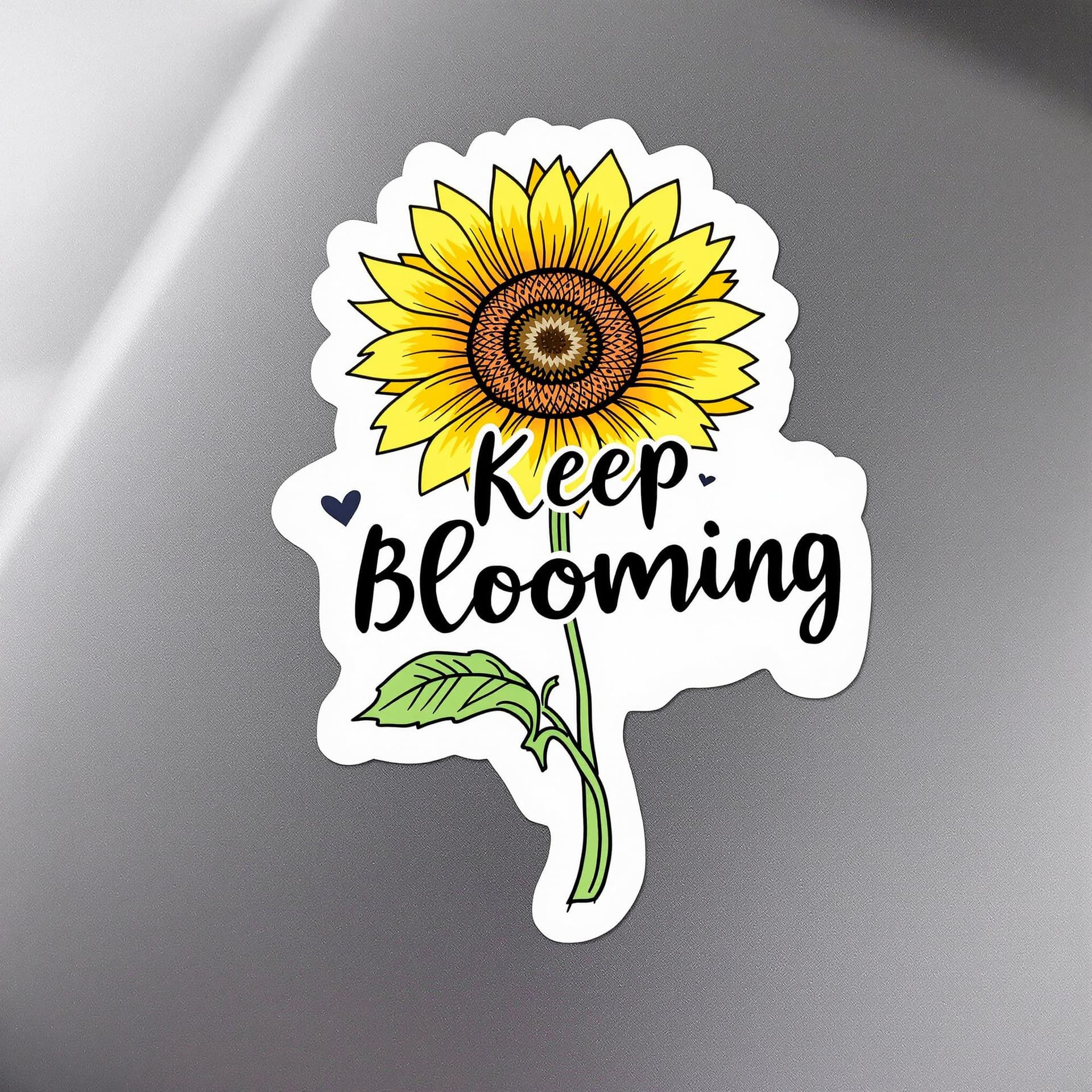 AI generated: "A die-cut sunflower sticker design with a clean edge, showcasing the vibrant illustration and the u...
