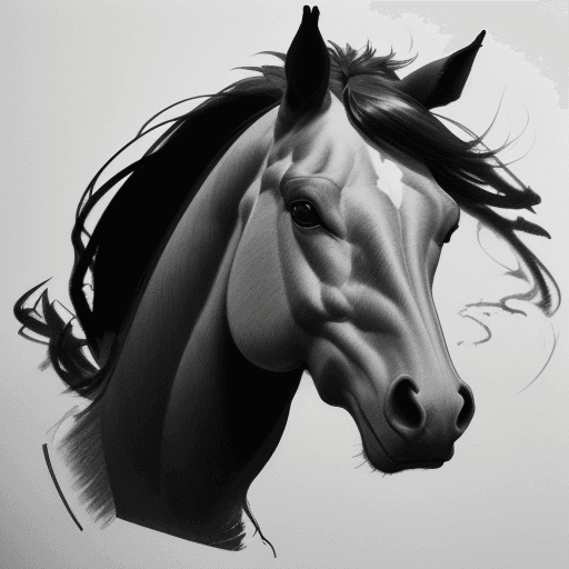 AI generated: a pencil drawing of a horse, in the style of bold, gestural strokes, expressive facial animation, la...