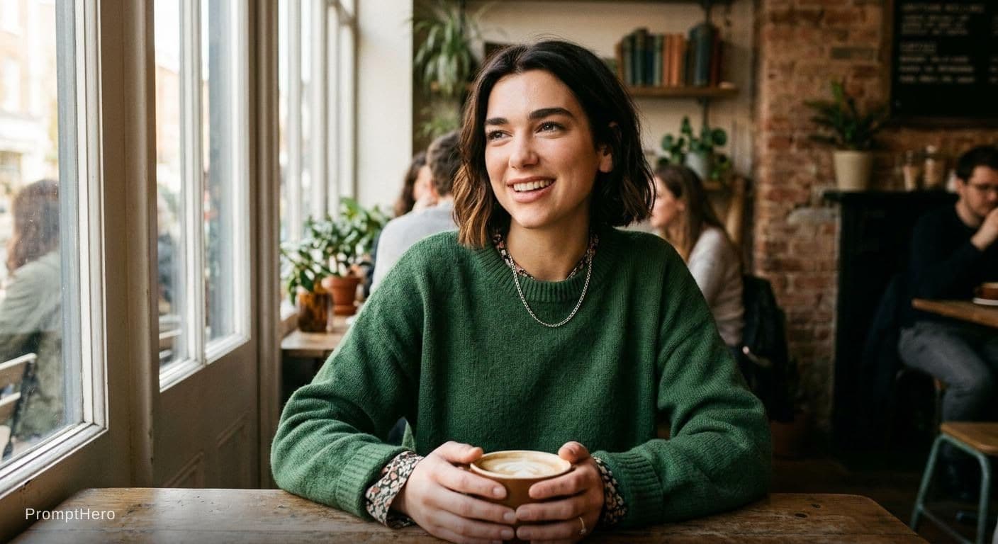 AI generated: 30 year old, looks like dua lipa, girl next door 
