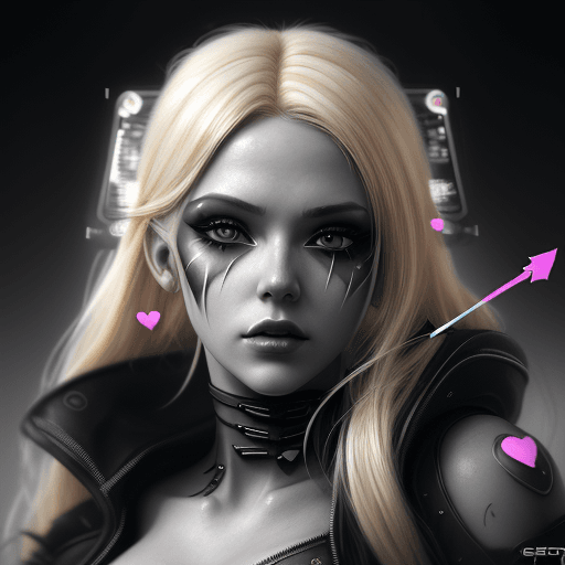 AI generated: Hyper realistic A beautiful and sweet cyberpunk blonde, a digital painting of a woman with Love Make...