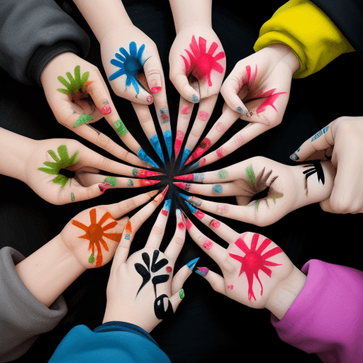 AI generated: many hands with nails painted, graffiti art 