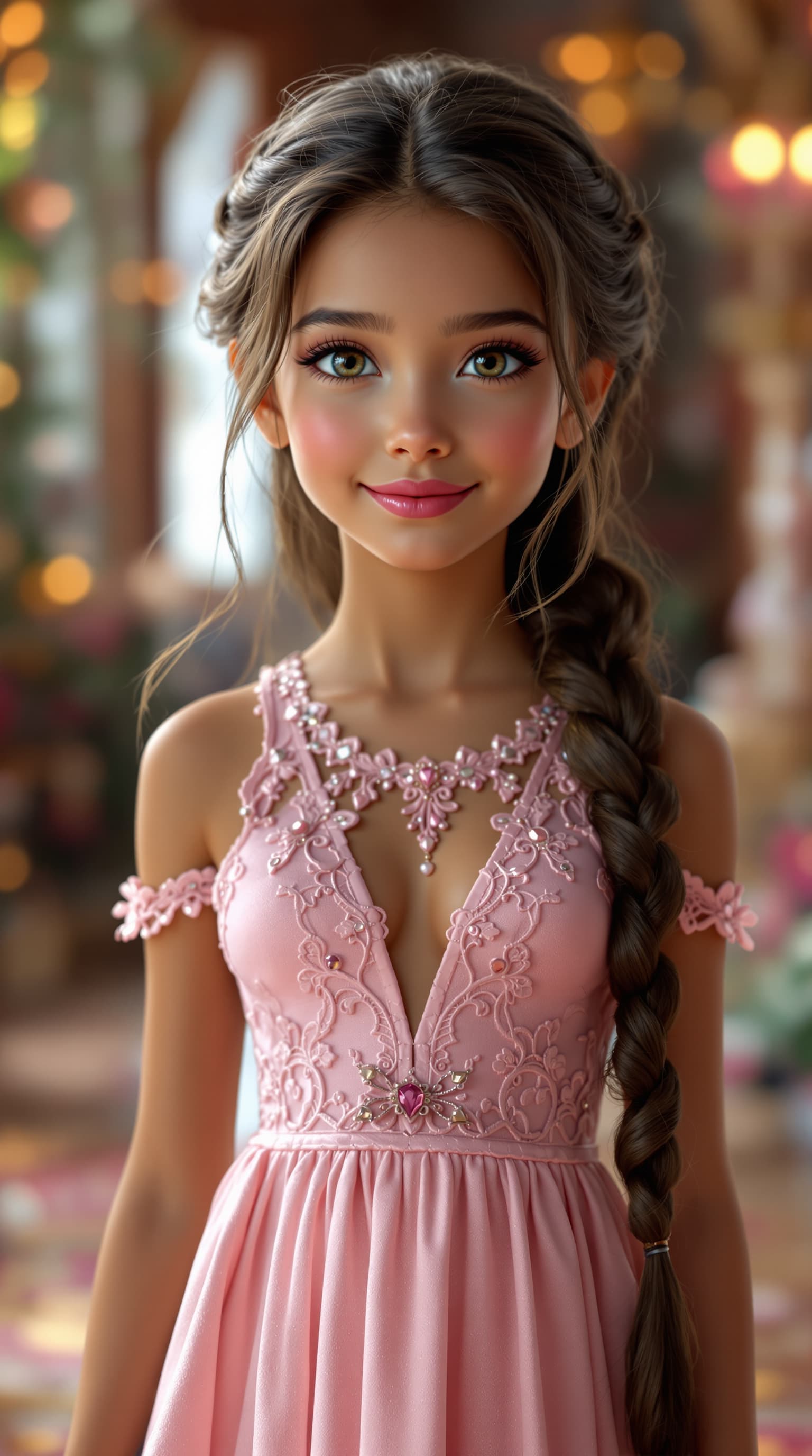 AI generated: A professional photograph showcasing Sarah, the most beautiful second-grade girl in the world, rende...