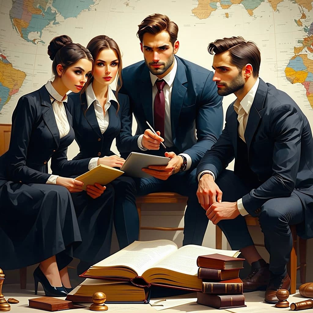 AI generated: 3 men and 2 women (female lawyer, female geologist, male geologist, male IT programmer, male art his...