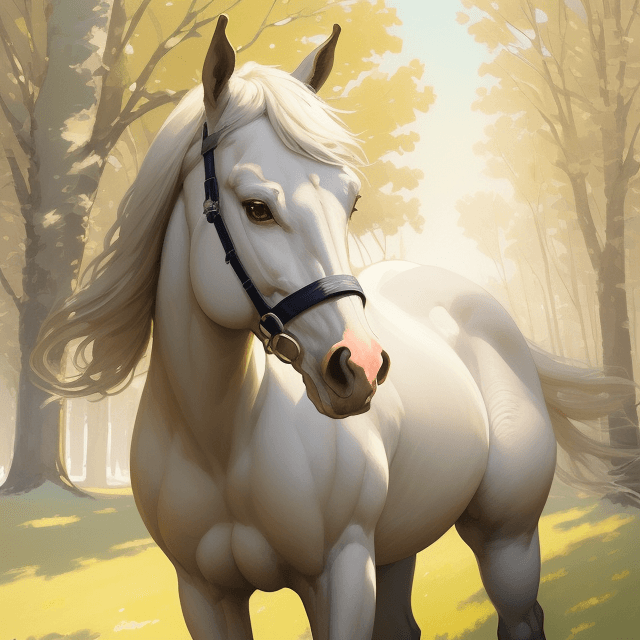 AI generated: commercial illustration of a horse white, in the style of artgerm, vibrant palette knife, franciszek...