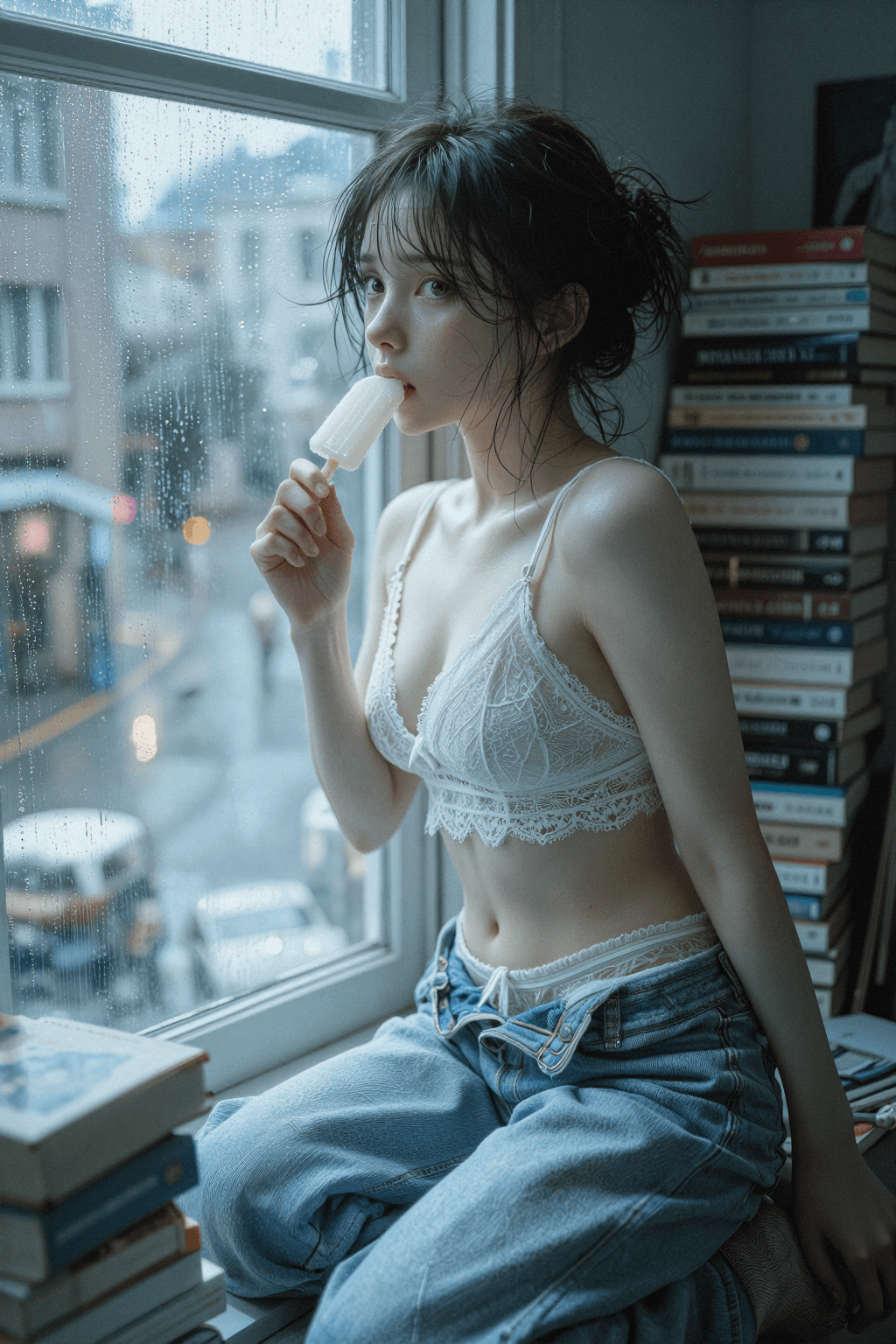 AI generated: Rainy Morning Solitude (Pensive & Melancholic)
a. Shooting Angle: Side-profile medium shot, characte...