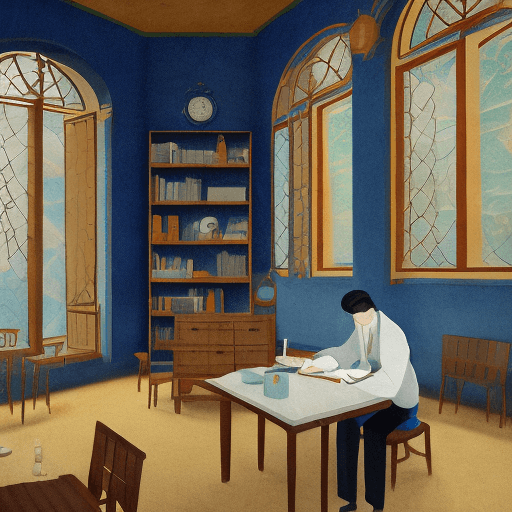 AI generated: a young doctor of Central Asian appearance, the doctor sits at a modern computer and writes down in ...