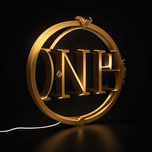 AI generated: Logo in black and white with gold details inside, a lamp shape and the word "IVN", 3d. high definiti...