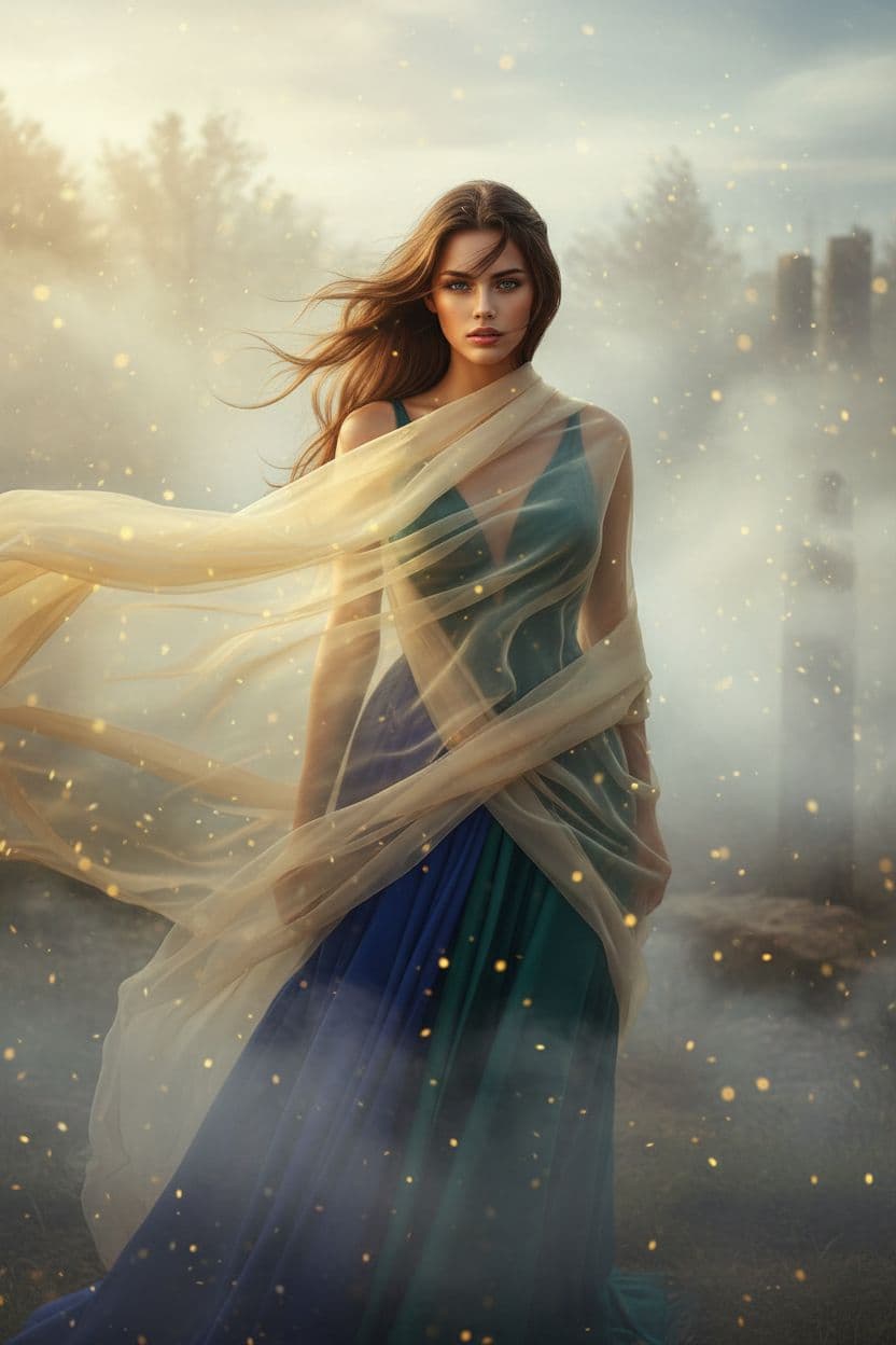 AI generated: "Image is a high resolution full-hight vertical portrait photograph. Sony A1, 75mm lens. Supermodel ...