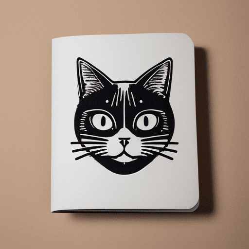 AI generated: Minimalist illustration on a T-shirt in linocut style, the shape of the badge, the face of a cat and...