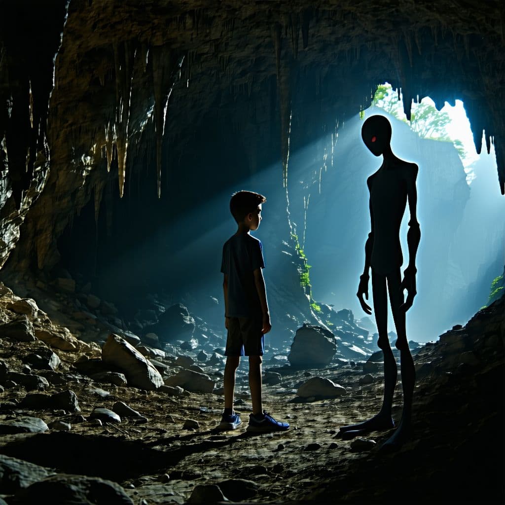AI generated: josh barraclough, zach king in a cave, slenderman, birth, heroes, masters, low quality.