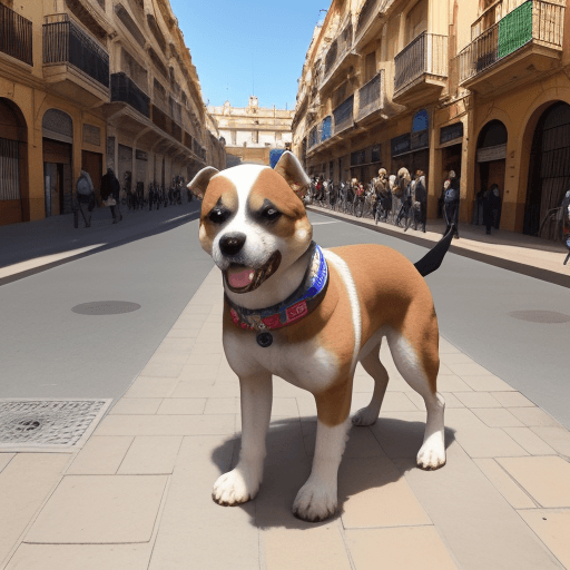 AI generated: EL MISMO PERRO PERO EN EL CENTRO DE VALENCIA
